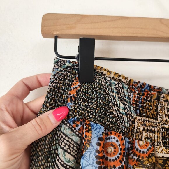 Poetry Maxi Skirt Artsy Elastic Pull-On Waist Geometric Printed Women's L - Picture 4 of 9